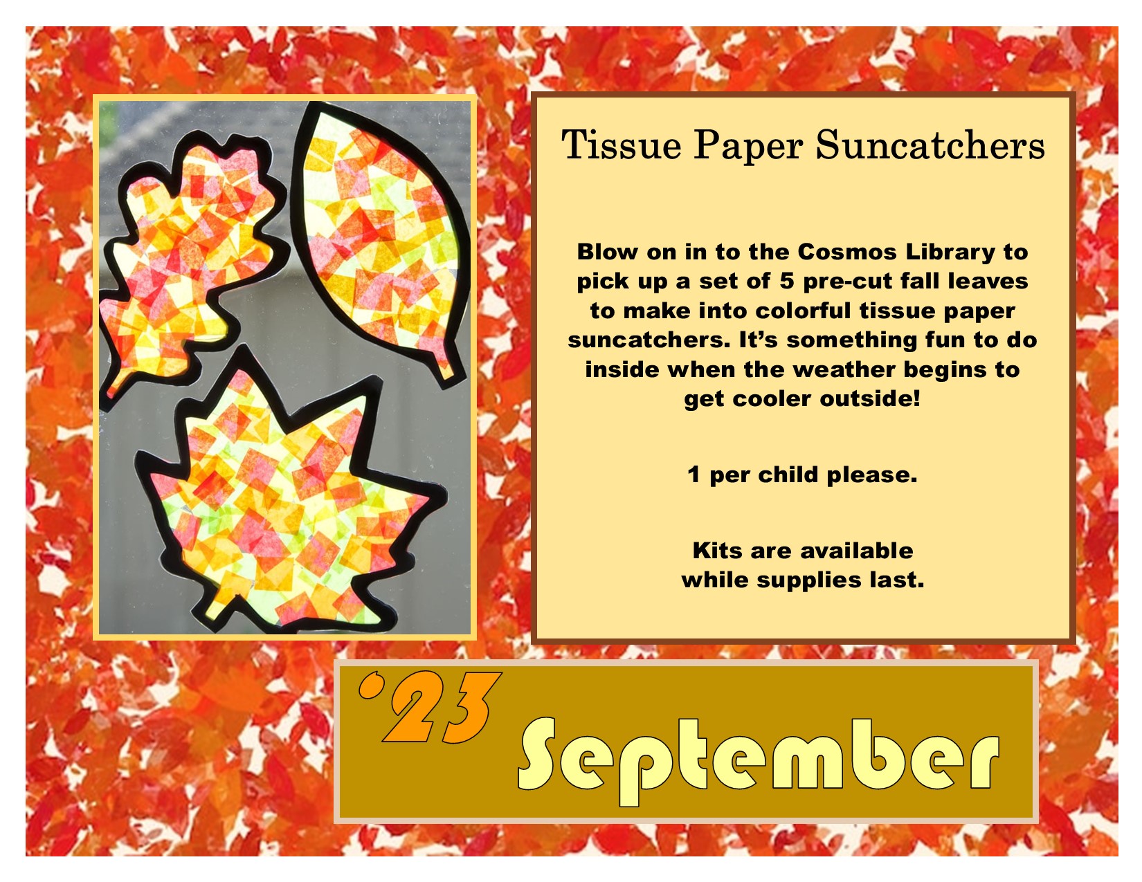 Cosmos Public Library TakeHome Tuesday Tissue Paper Suncatchers